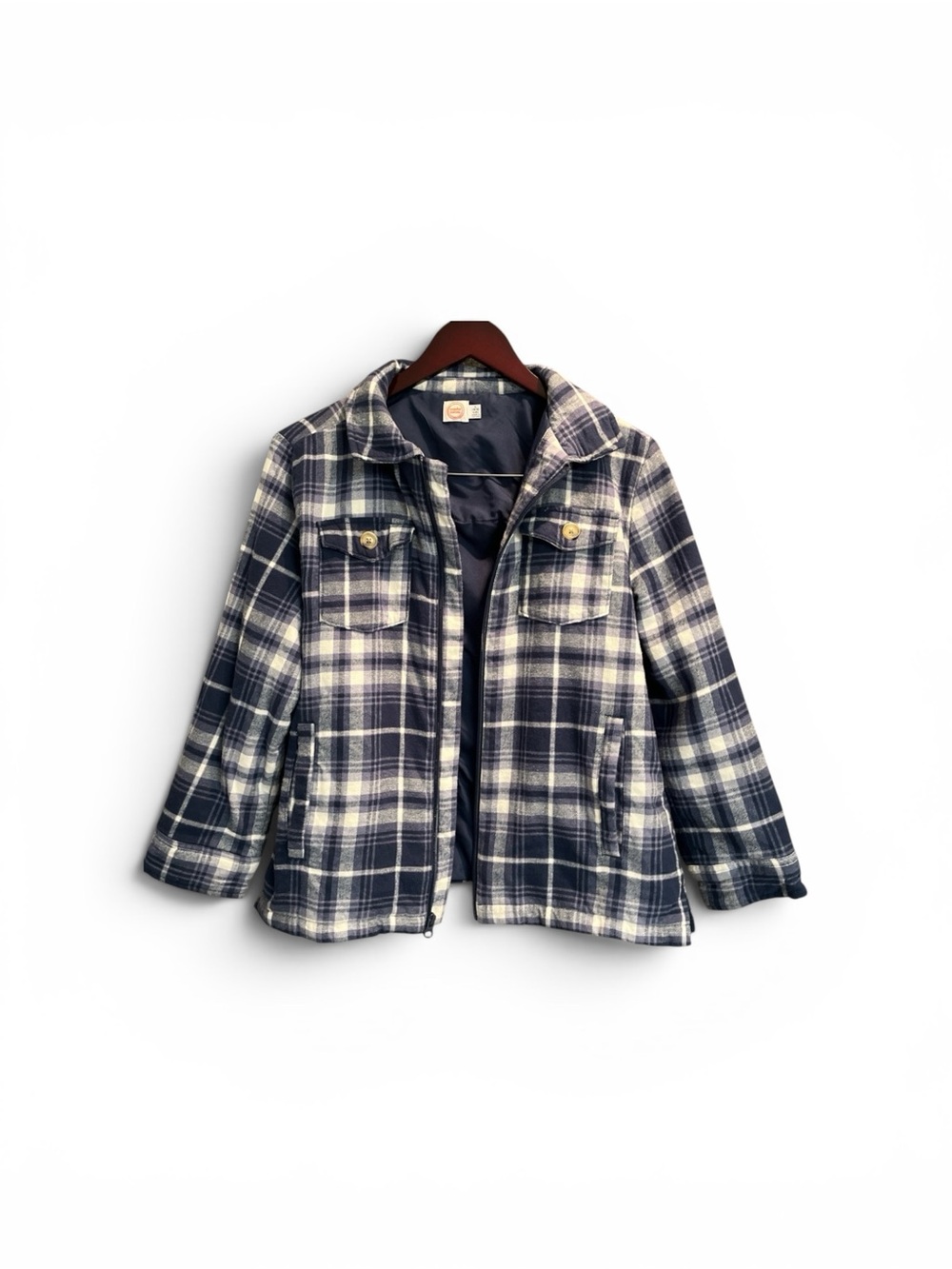 Wonder Nation plaid light blue and white utility jacket